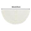 White Vertical Stripe Knit Christmas Tree Skirt with Wave Edge for Family Decoration