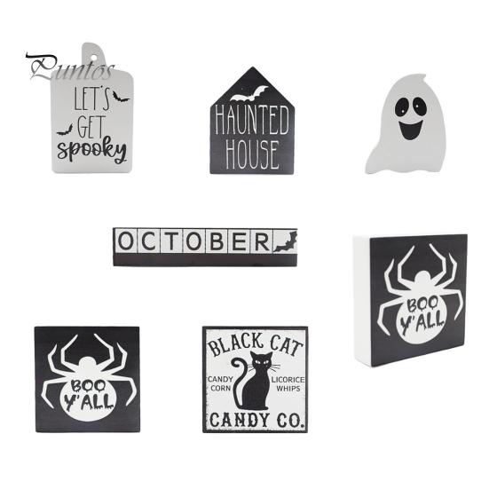 

Набор украшений для многоуровневого подноса на Хэллоуин, тема Хэллоуина, атмосфера, декор для фермерского дома, праздничное деревянное украшение для дома и вечеринки A