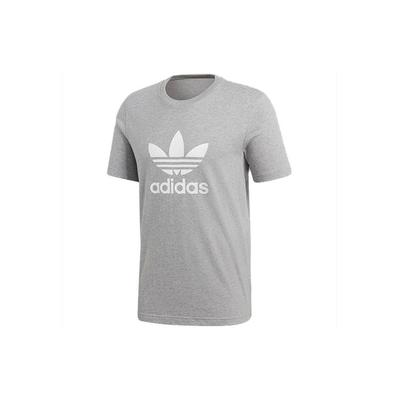 Pánske športové tričko s krátkym rukávom a logom Originals Trefoil Stredne melírovaná sivá CY4574
