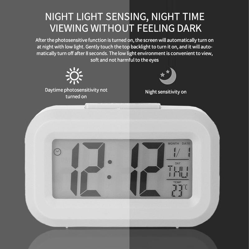 Mini Smart Alarm Clock Temperature Display Desktop Silent Clock Bedside Alarm Clock Student Wake Up Alarm Clock Home Decorations