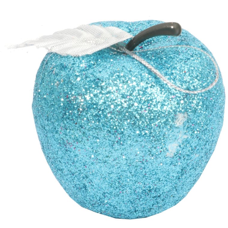Set of 6 Multicolored Plastic Apple-Shaped Baubles with Glitter
