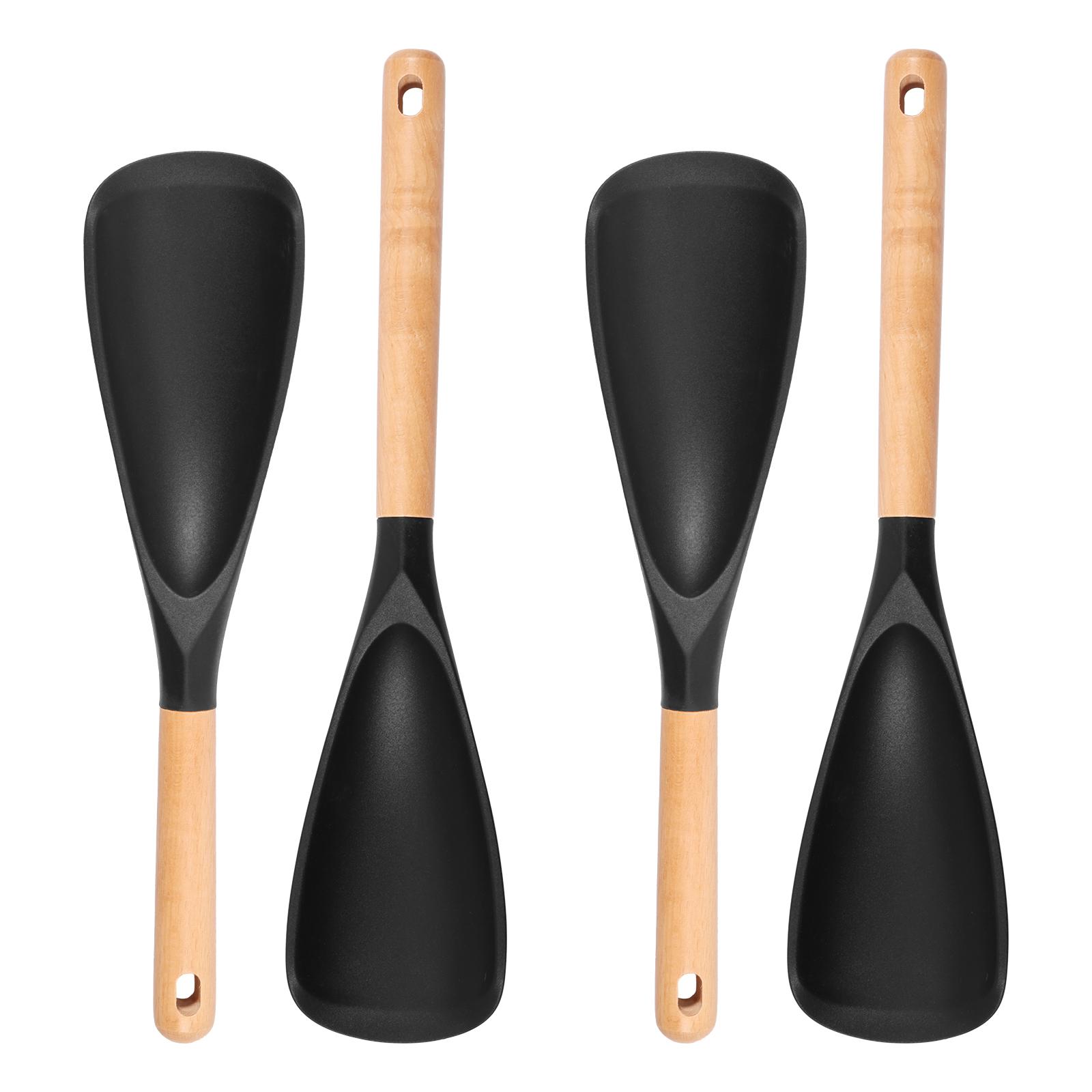 Silicone Spatula Spoon Set Kitchen Cooking Utensils with Wood Handle Multi-purpose Cooking Spatula Spoon for Nonstick Cookwares