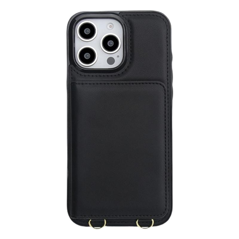 Magnetic Closure Cover for Phone 16 Series Kickstand Case with Card Holder Lanyard Shoulder Strap