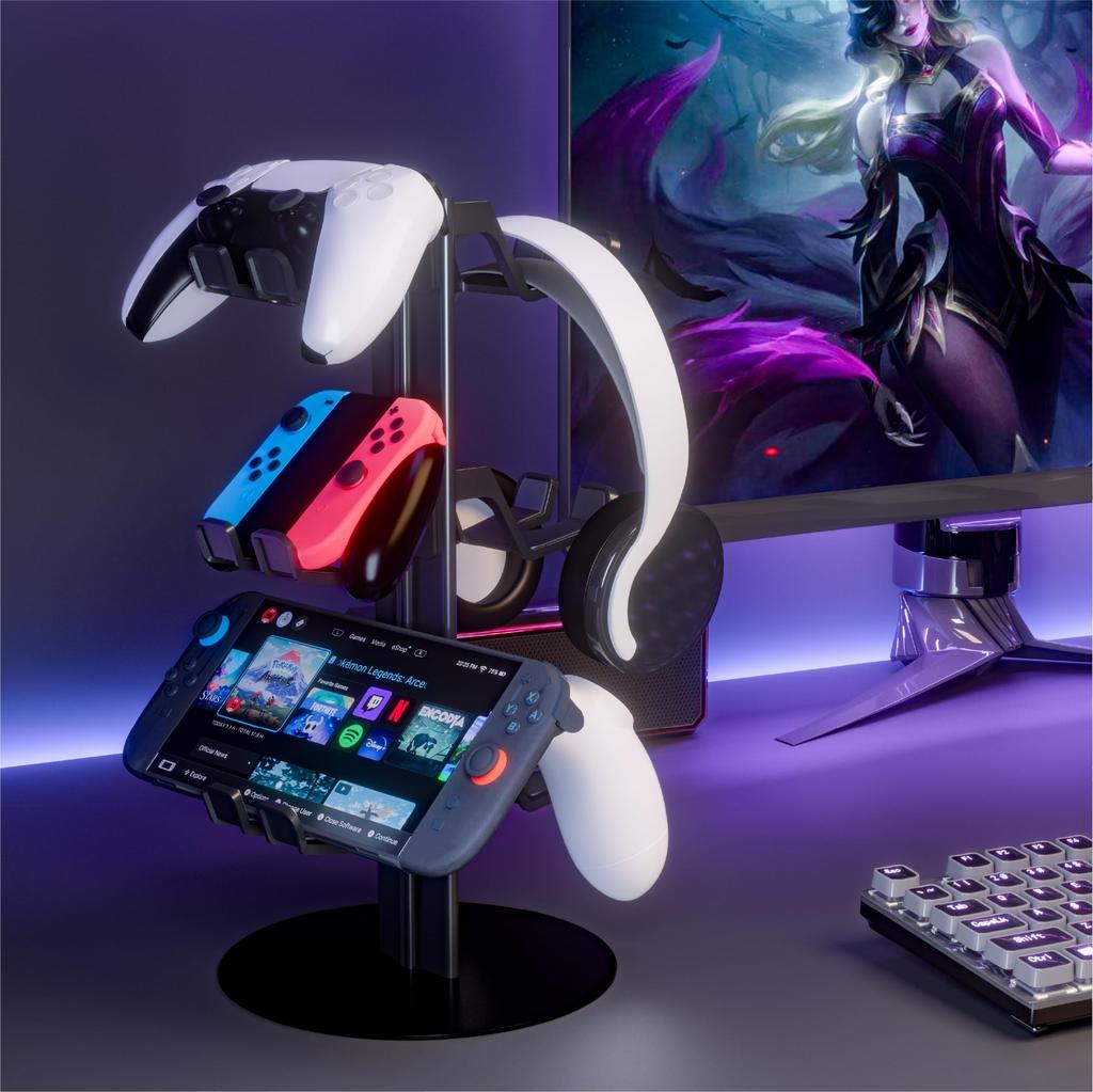 ZYTHRONE Game Controller Holder Stand for Nintendo Switch Aluminum Gaming Headphone Headset Holder Desk Mount Height 2, Xbox, PS5, PS4, Stand, & (4