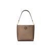 Mcgraw Litchi Texture Detachable Strap Leather Bucket Bag Women Bags Gray Brown 73338-963
