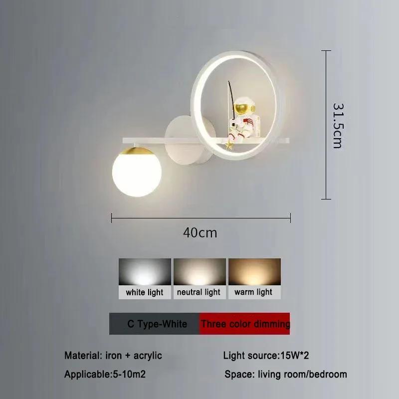 Modern Children Wall Lamp LED Star Projector Decorate Kids Wall Light Bedroom Space Creative Astronaut Sconces Indoor Lighting
