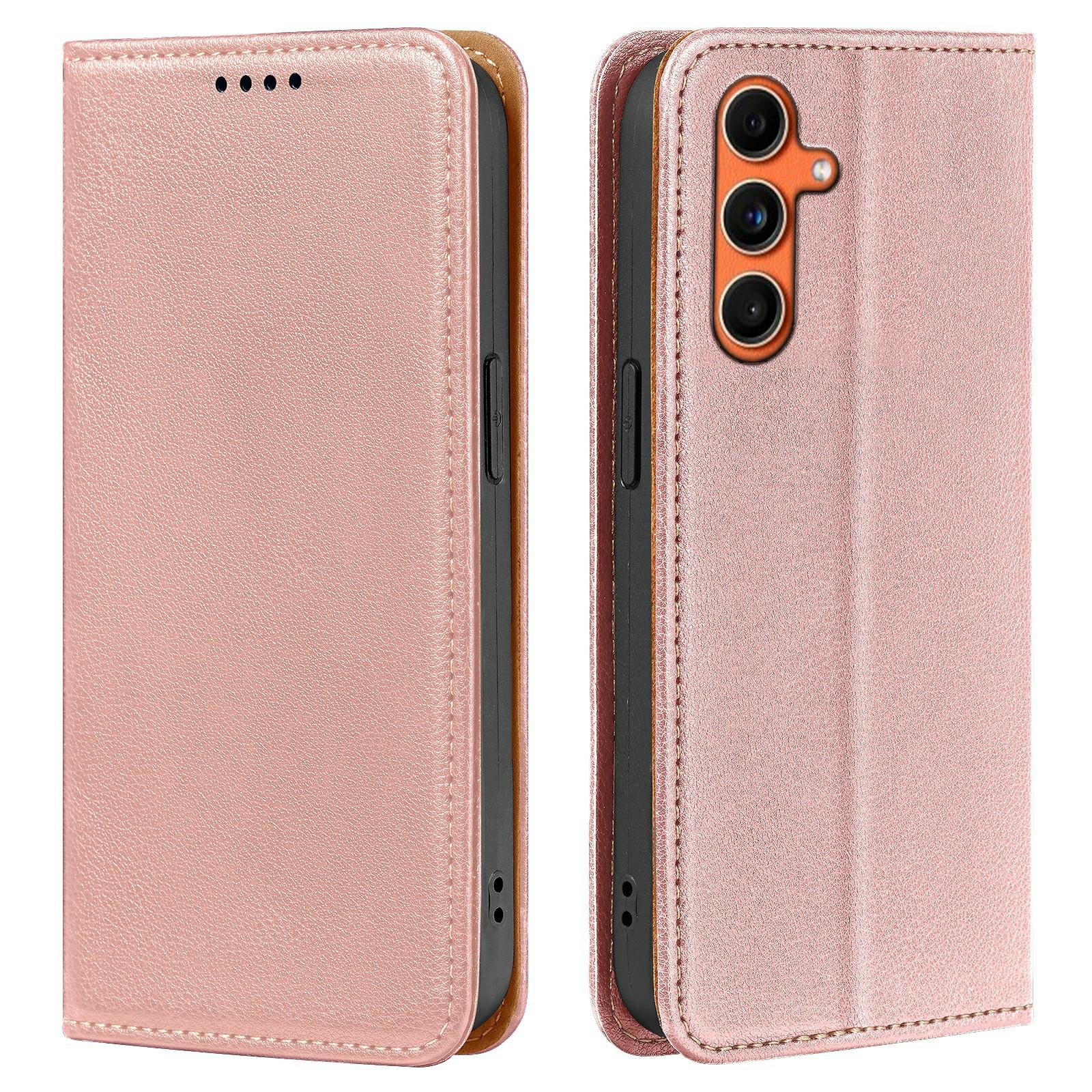 

For Samsung Galaxy A17 Case Wallet RFID Blocking Leather Phone Cover Strong Magnetic Closure Rose Gold