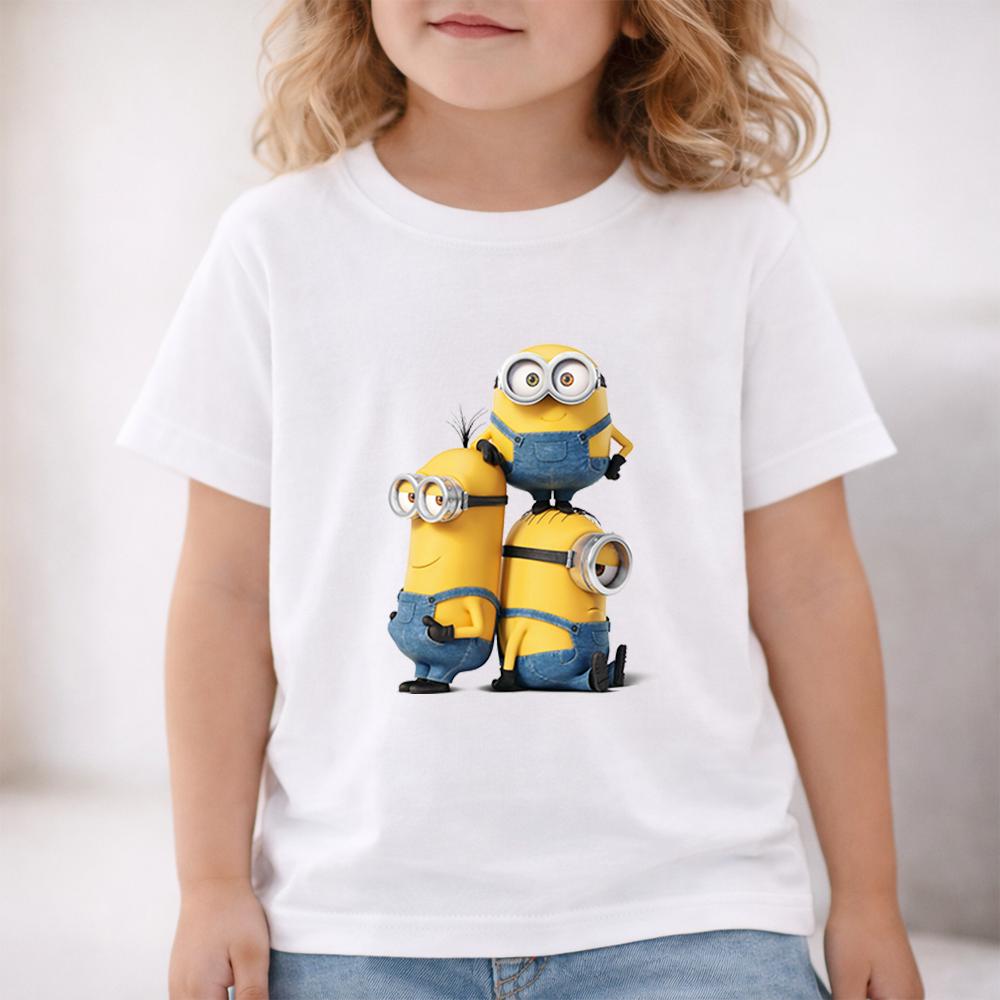Minions Interactive Group Character Kids Cotton T Shirt Playful Scene Design Comfortable Casual Daily Clothing 110