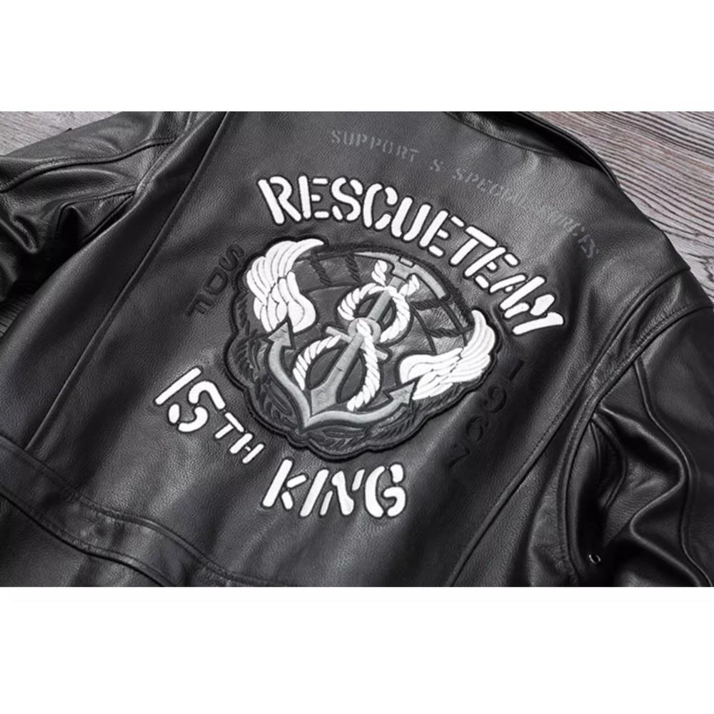 Chinese Size Genuine Leather Jacket for Men Real Cowhide Skin Military A2 Flight Suit Embroidered Pilot Coats Mens Aviation Clothing Autumn