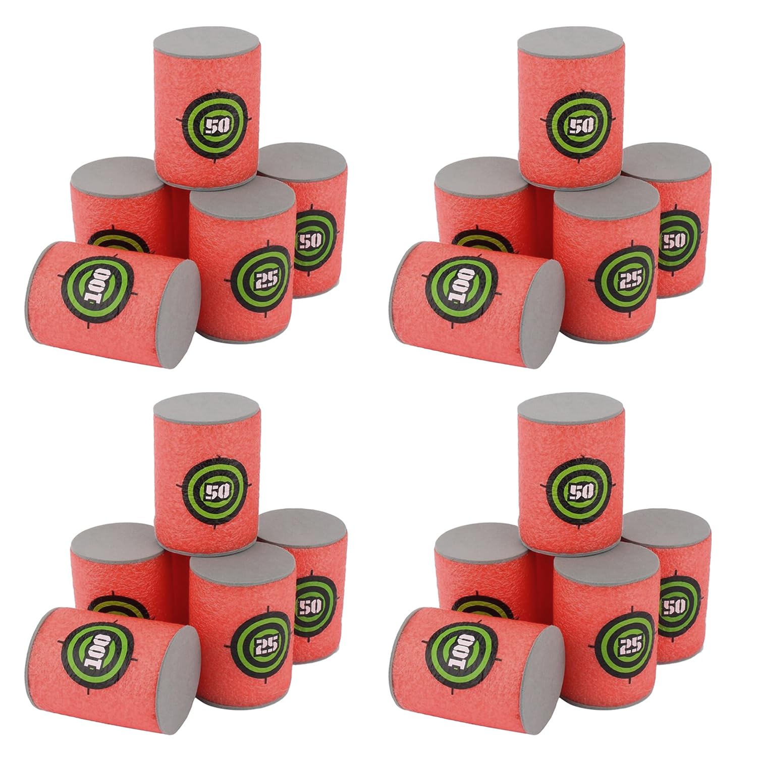 

WALWAL 24 Soft Bullet Dart Targets - Foam Shooting Game Compatible with NERF N-Strike Blaster Guns (Red)