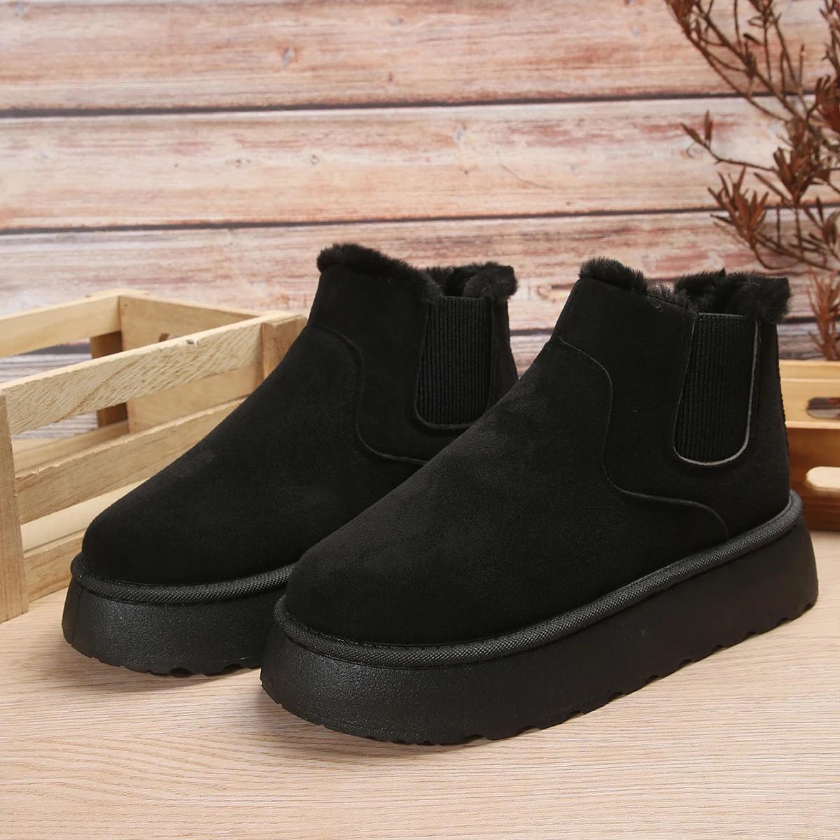 

Модные зимние ботинки для женщин, ботильоны на плоской подошве, женские ботильоны до щиколотки, зимняя обувь, женские ботинки с круглым носком 38 чёрный