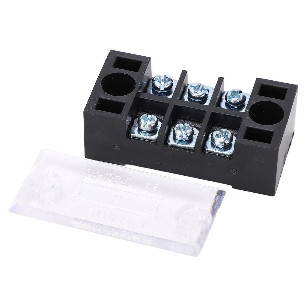 Terminal Strip Dual Row High Current M3 Screw Wire Barrier Block with Cover 15A 600V 5pcs