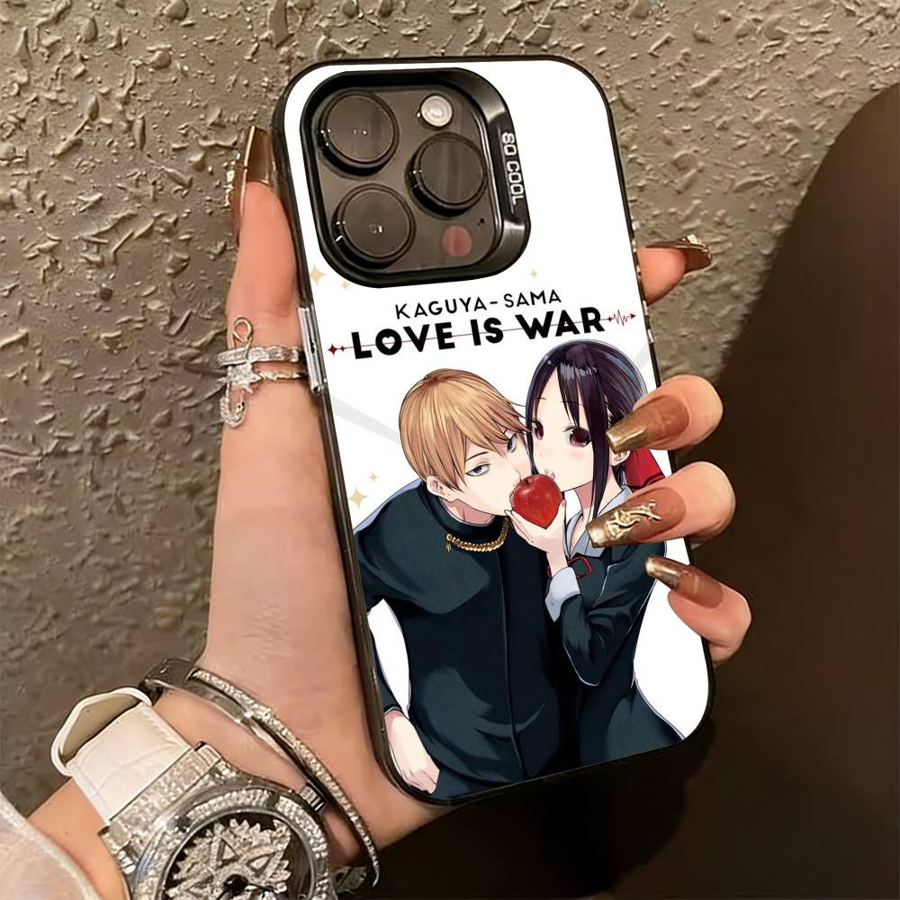 

Love is War K-Kaguya Phone Case For iPhone 17,16,15,14,13,12,11 Plus,Pro Max,XS,Colored Silver Plated Inside Cover iPhone12