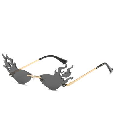2020 Trend Flame Sunglasses, Men'S And Women'S Metal Frameless Street Sunglasses, Wide-Brimmed Glasses
