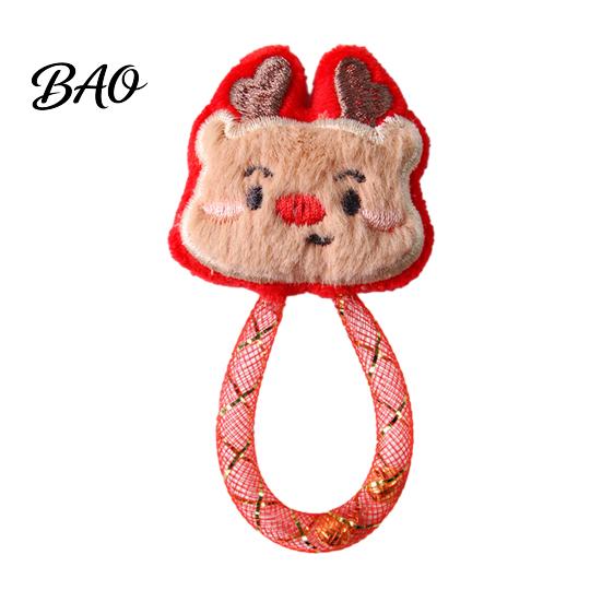 Indoor Cat Play Supplies Christmas Catnip Toy for Cats, Stuffed Chew with Mesh Plush Toys Tube, Interactive Flexible Tube Bell Kittens Holiday