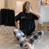 3 Sets Of Summer Women's Pajamas Set Of Short-Sleeved Long Pants Casual Girls Homewear Sets Teenage Homewear