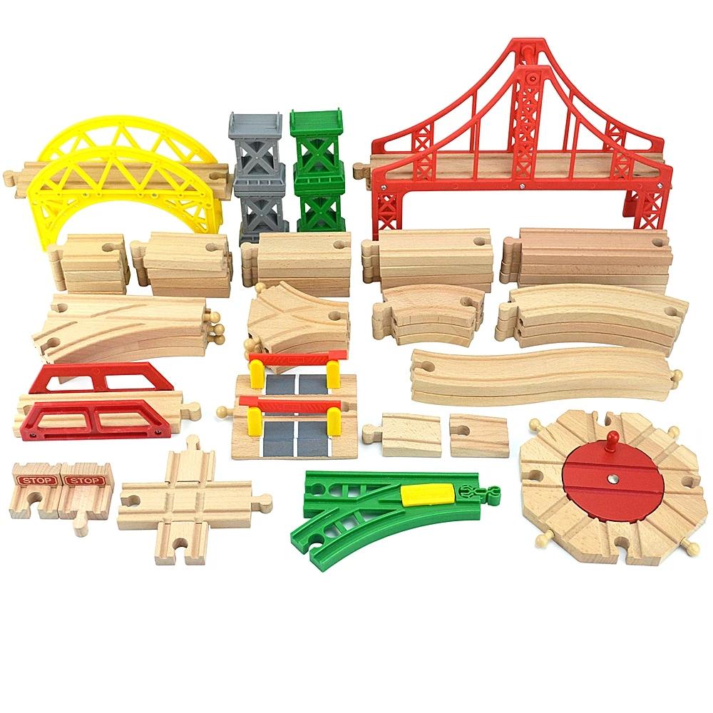 Educational Toy for Child New Kinds Wood Track Accessories Beech Wooden Train Track Railway Toys Fit Biro Wooden All Brand Track