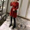 Herbst/Winter 2026 Zopfmuster Patchwork Taillenbetontes Kleid - Eleganter & Schlankmachender High-Waist Stil für Damen