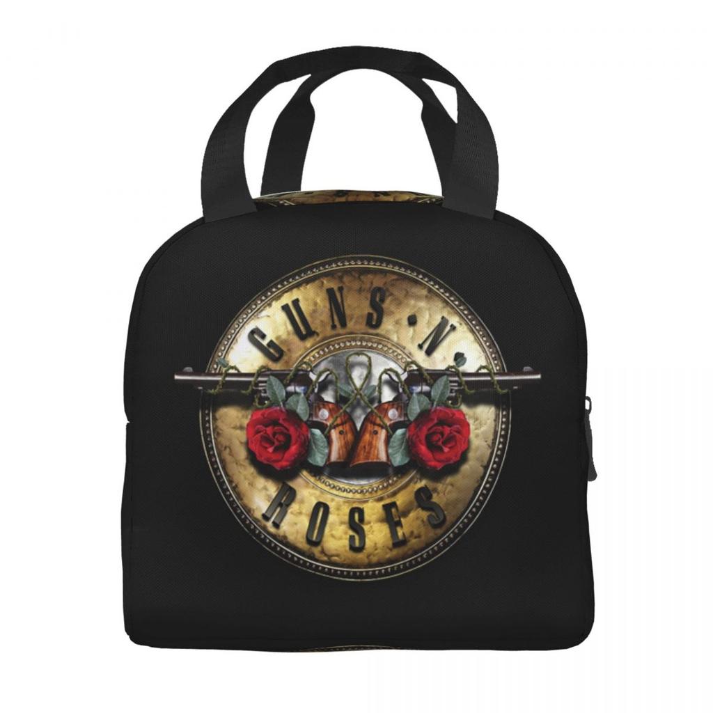 Custom Heavy Metal Rock Music Band Guns N Rose Resuable Lunch Box for Women Waterproof Cooler Thermal Food Insulated Lunch Bag