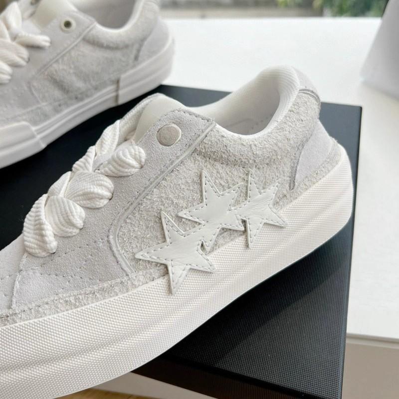 Autumn New Release Leather Fashion Sneakers - Star White Laces, Same Design for Men and Women, Low-Top Sports Shoes