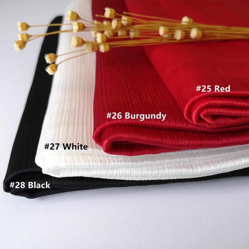 2023 Natural Wrinkled Solid Color Long Crepe Silk Scarf WJA14