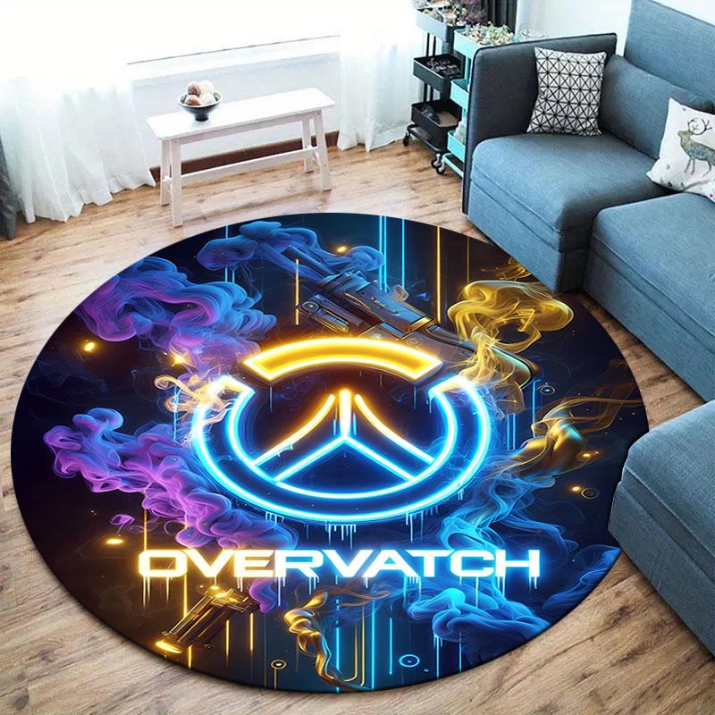 Overwatch Round Area Rug,Carpet Rug for Living Room Bedroom Sofa Playroom Decor,Non-slip Floor Mat