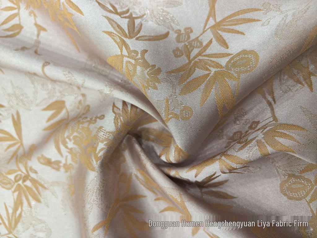 Two-Color Bamboo Leaf Jacquard Fabric for Cheongsam, Wedding Dress, Shirt, and Long Skirt