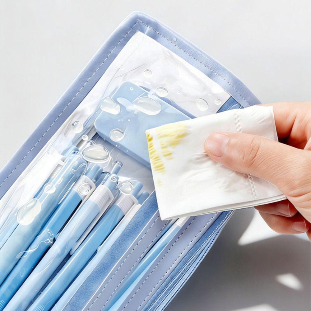 Transparent Pen Bag Stable Triangle Base Stationery Pouch Multi-functional Pencil Case  Students