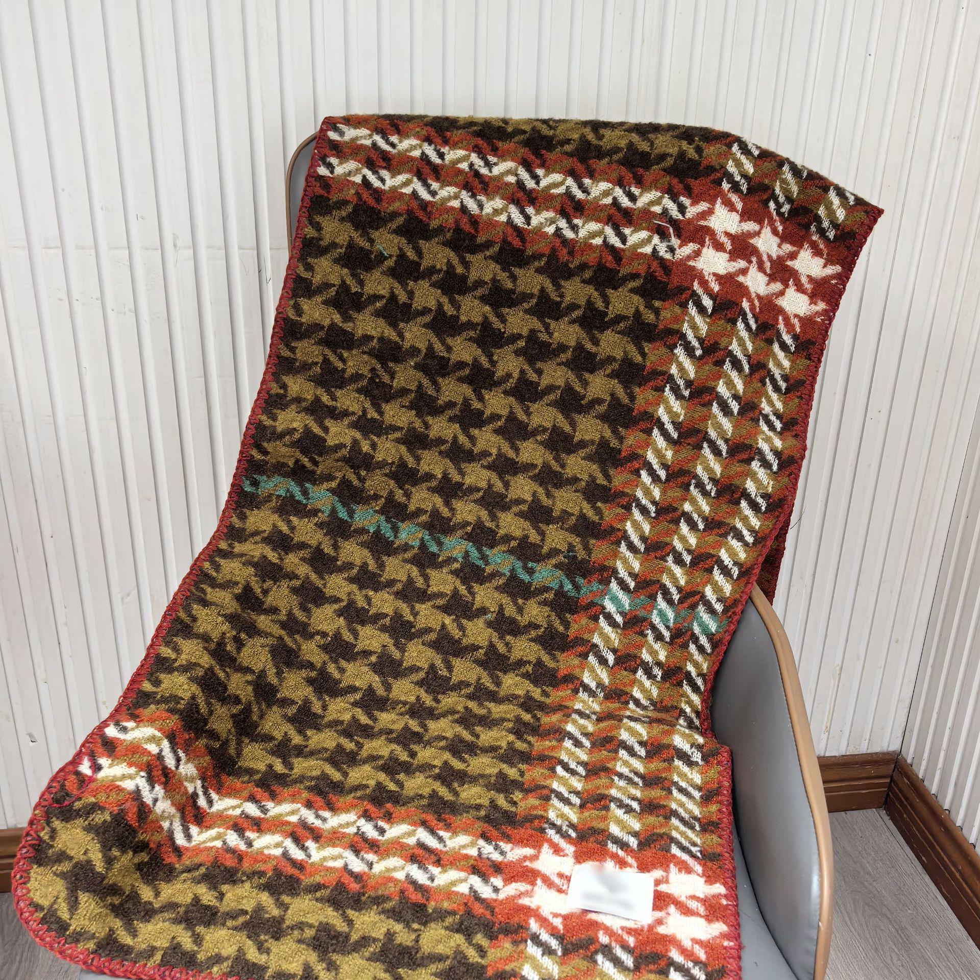 2025 Шаль в клетку «гусиная лапка» в корейском стиле, двусторонняя – Теплый шарф из имитации кашемира для осени/зимы 49*180