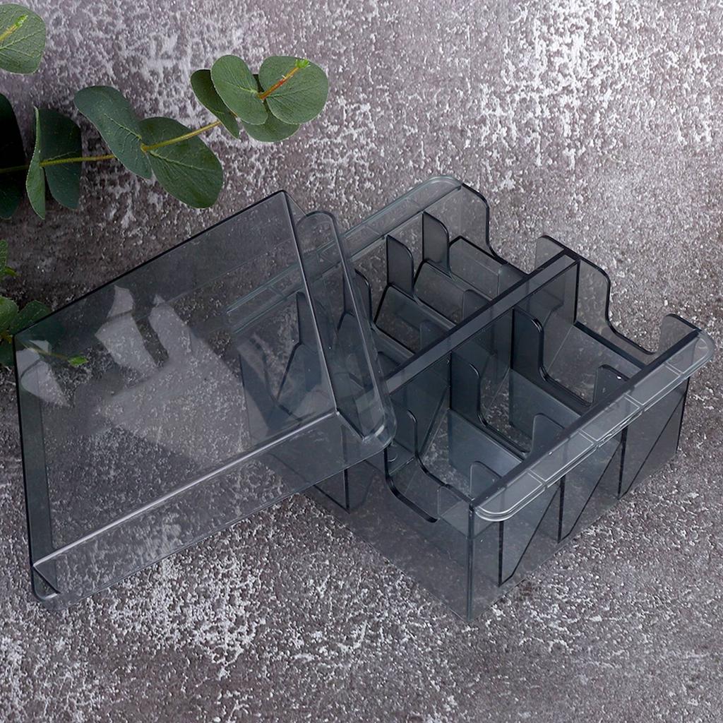 Caixa de Armazenamento de Pentes de Limite Caliper de Posicionamento para Aparador de Cabelo Organizador com Divisórias Transparente Cinza