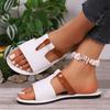 Fashion Summer New Large Size Ladies Flat Bottom Slippers S Hollow Solid Color Fish Mouth Comfortable Rubber Beach  Shoes  for Women