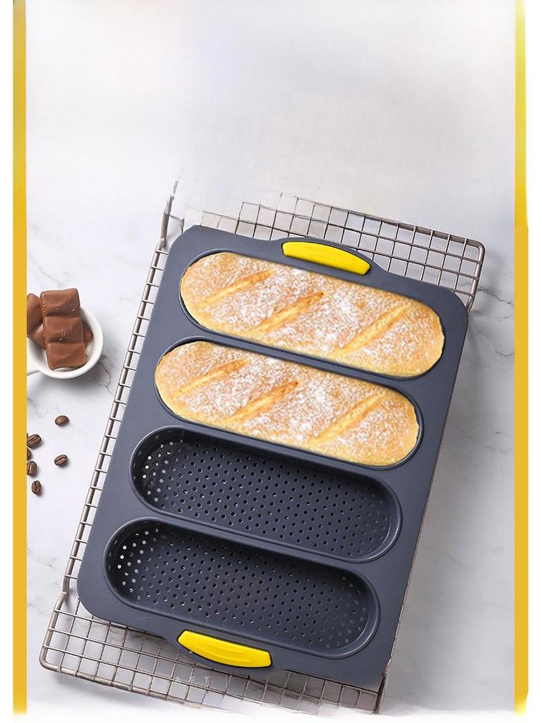 Lebensmittelechte Antihaft-Silikon-Baguetteform - 4-fach Backblech für Brot & Kuchen