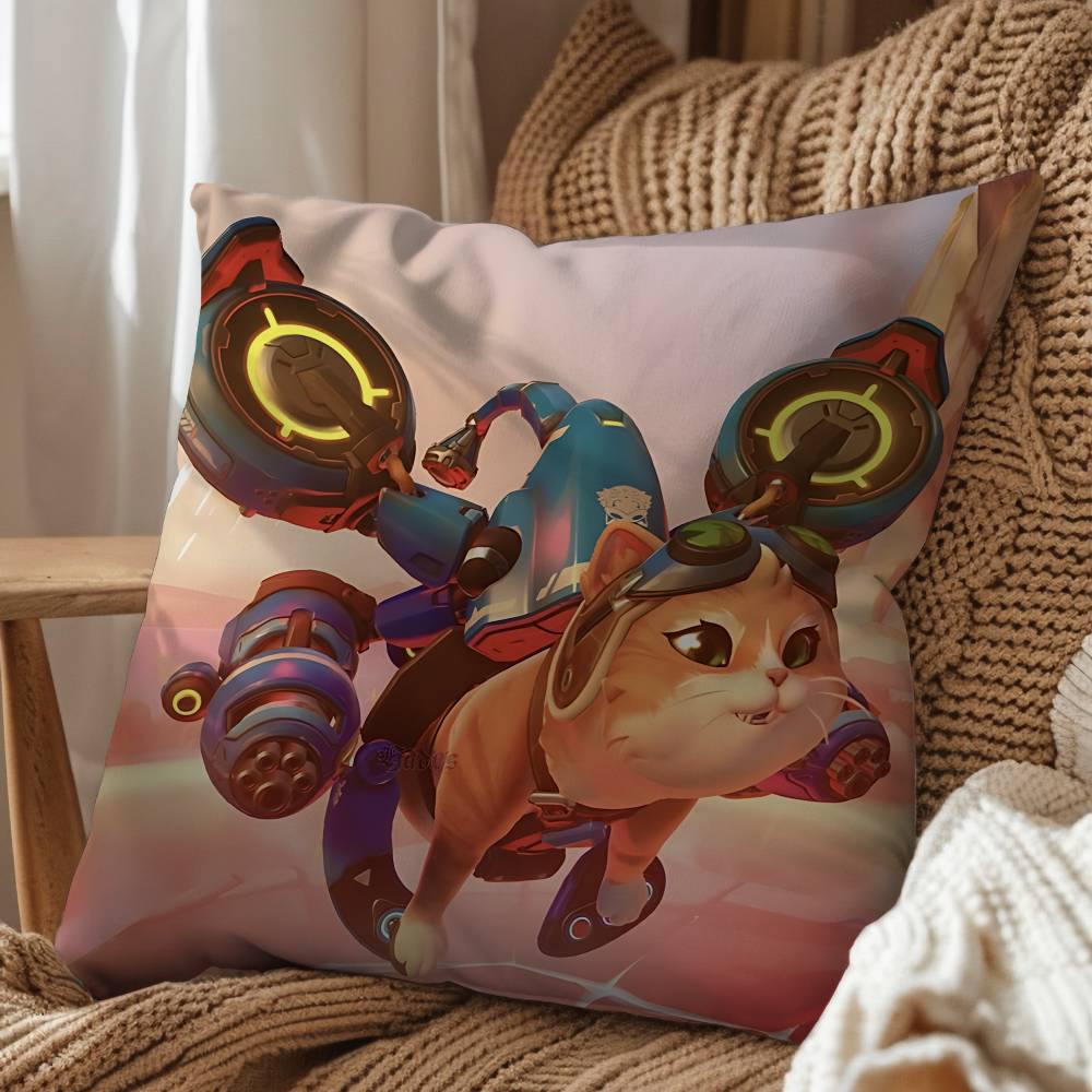 game Jetpack Cat Sombra Overwatch Pillow Case Office Cushions Suitable For Sofa Car Bedroom Decorative Cushion Cover