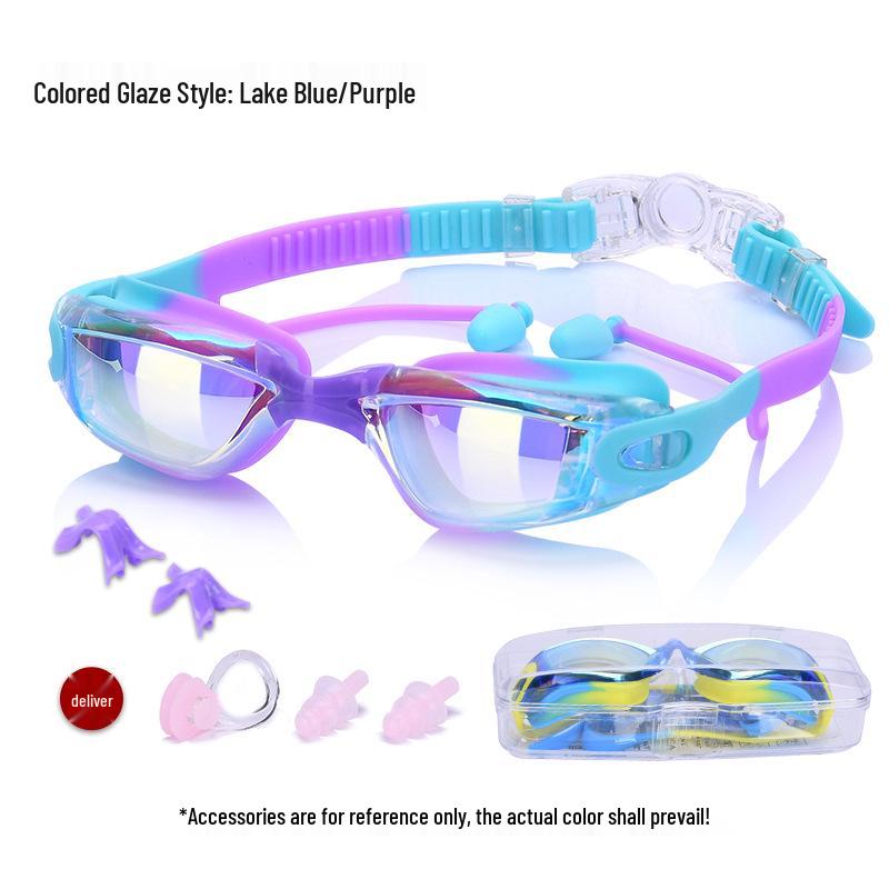 2025 Silicone Children's Waterproof Anti-Fog Swimming Goggles with Electroplating High-Definition Lenses
