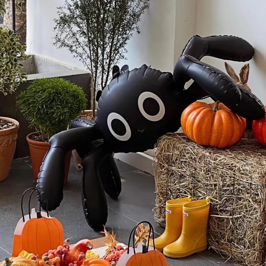 Large 4D Spider Balloon Inflatable Giant Standing Halloween Black Spider Foil Balloons Halloween Party Home Decor Props
