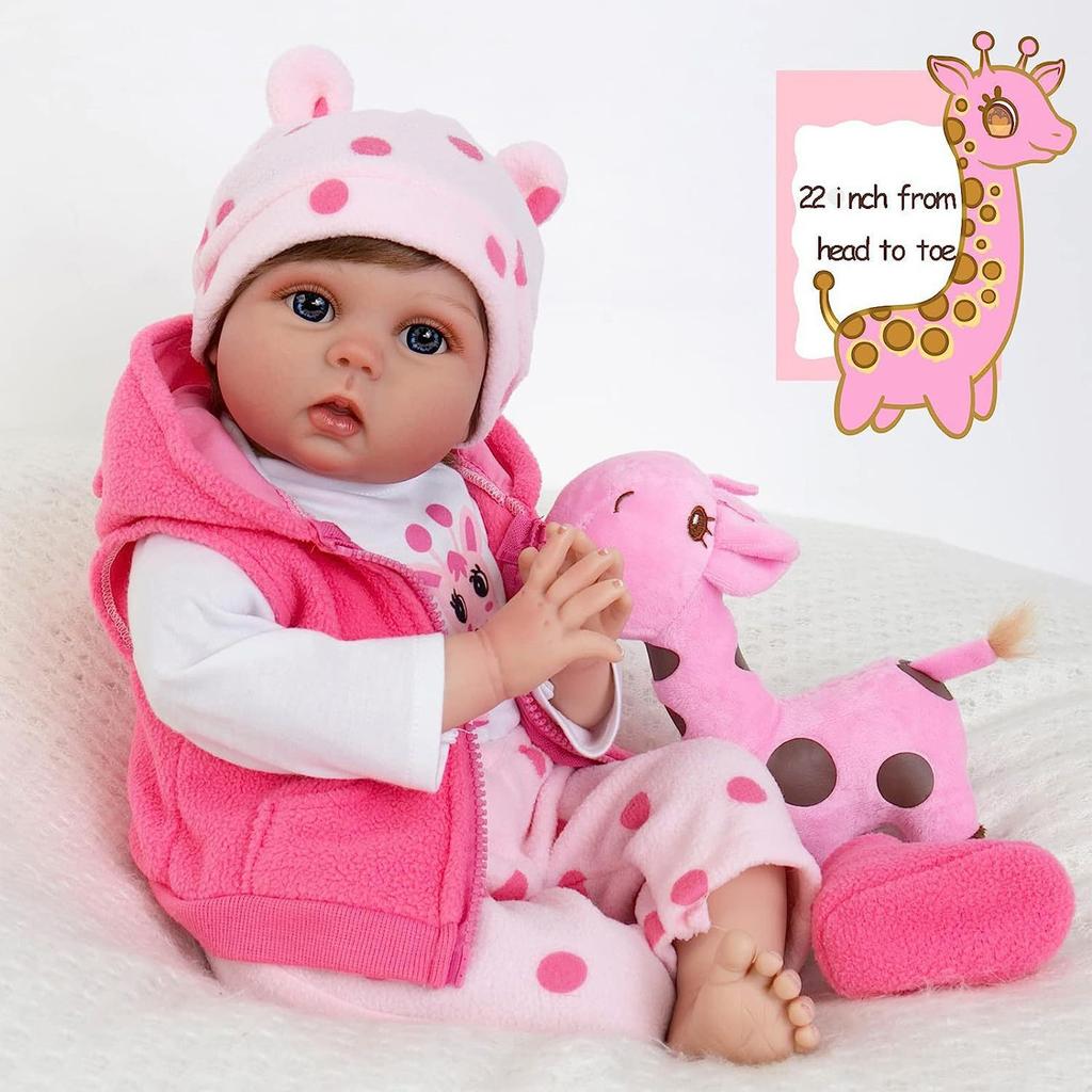 21.6 Inch Real Life Baby Dolls Silicone Full Body Girl Realistic Baby Dolls That Look Real Girls Silicone Baby Reborn Dolls Silicone