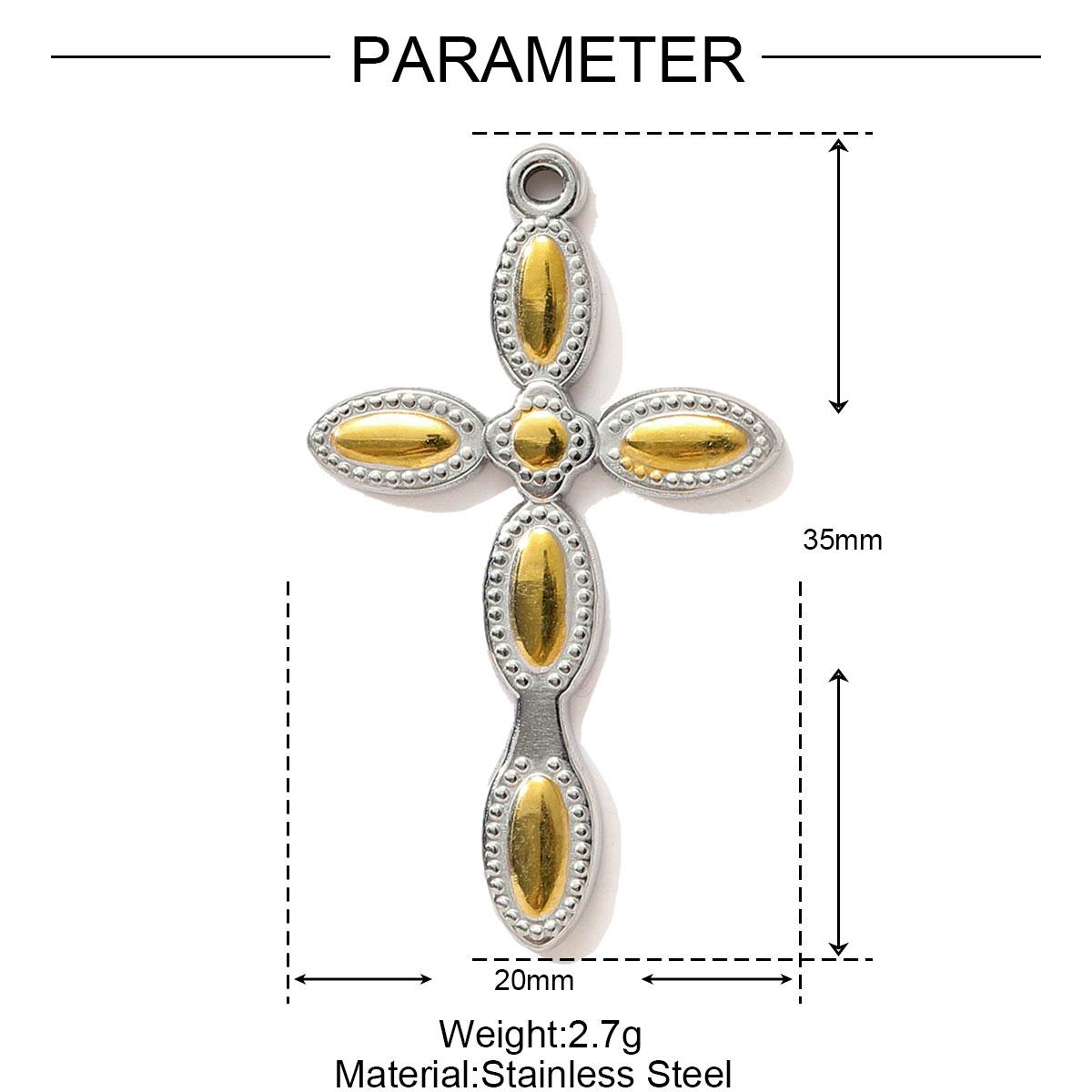 3pcs/Lot Stainless Steel Two Tone Cross Heart Starfish Pendants Charms for DIY Jewelry Making Necklace Earring Accessory