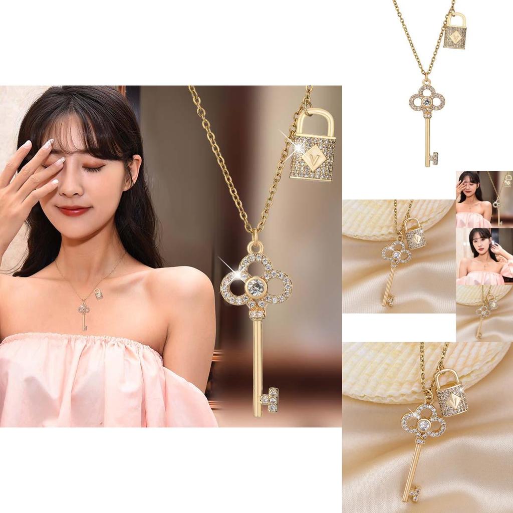 Stylish 2021 Key Lock Zircon Necklace For Women With Elegant Alloy Design And Chic Ins Fashion