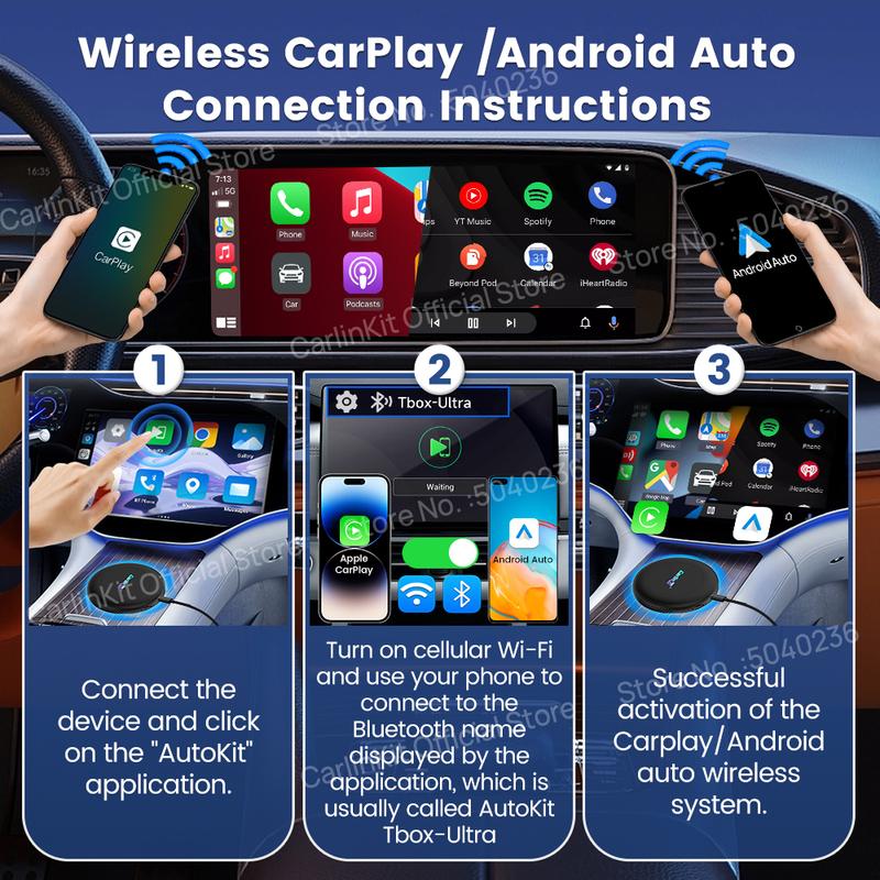 CarlinKit 8G+128GB Android 15 Ultra2 CarPlay Ai Box Wireless Android Auto CarPlay Online Video SM6350 8-Core GPS 4G LTE For Cars