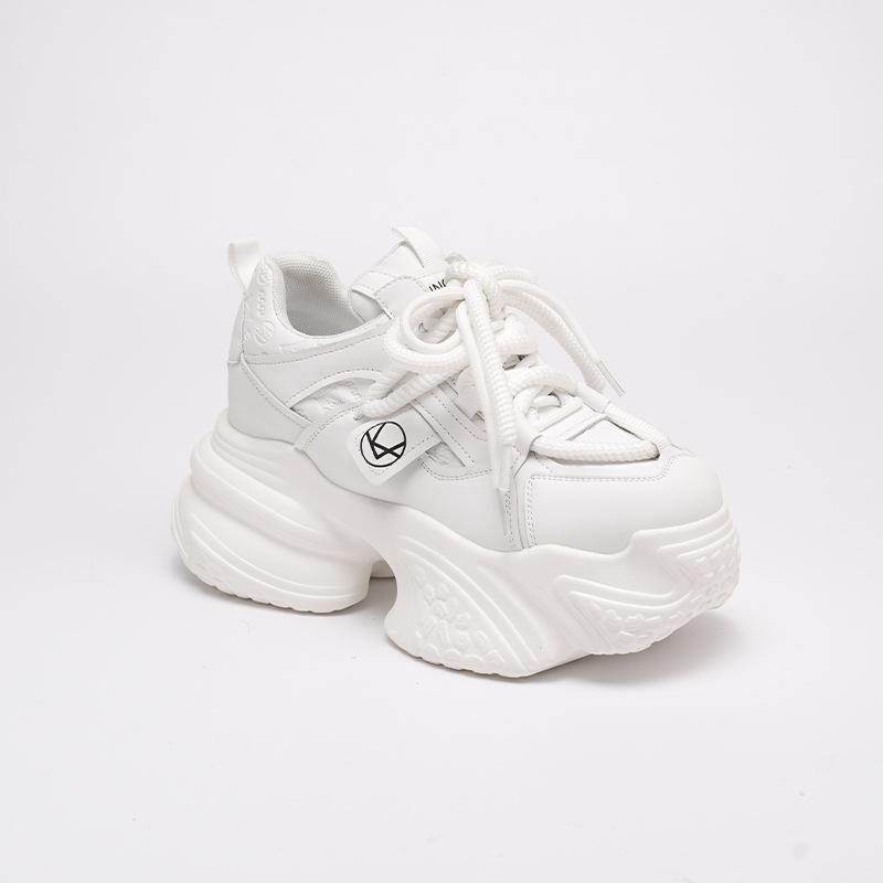 

Platform dad shoes women s leather spring 2025 new versatile sports shoes lightweight small inner height increase women s shoes 39 белый