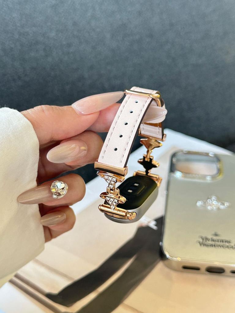 Saturn Diamant Lederarmband Geeignet für Xiaomi 89Pro Armband Apple Iwatch10 Uhr Fit3 Huawei Gt5