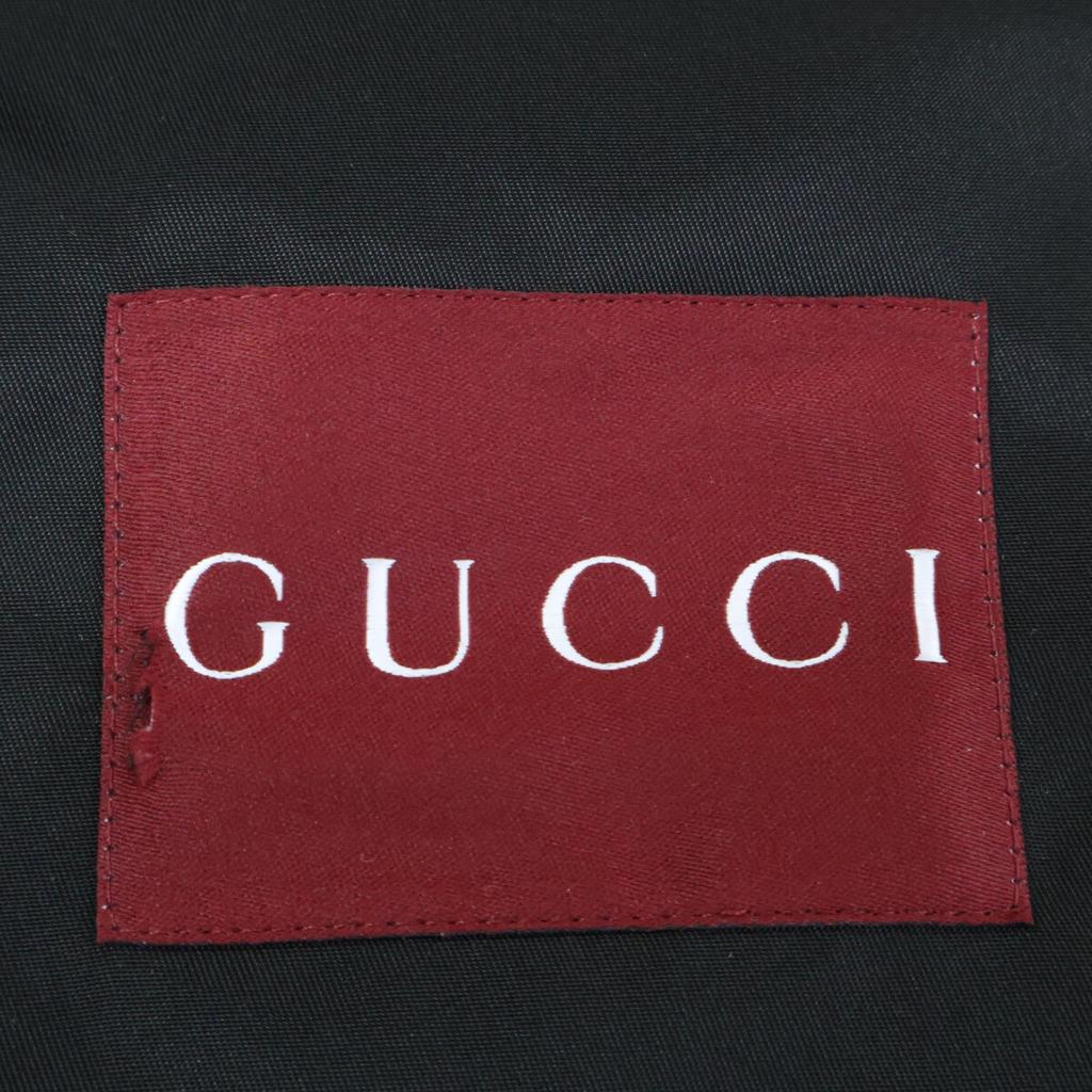 GUCCI Domestic genuine 25 Stainless Steel 804964 ZAQ7F Patch logo nylon twill Jacket 44 Black x orangeUsed