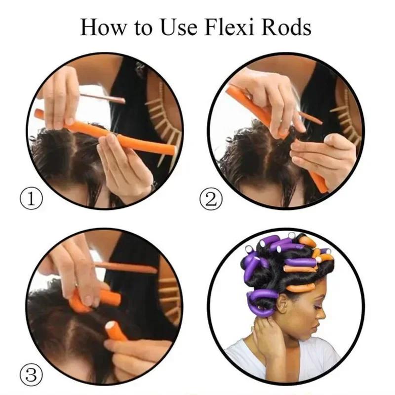 42pcs/Set Flexible Curling Rods Hair Twist Flexi Rods Hair Curlers Set Twist Foam Hairs Rollers DIY No Heat Hair Rods Rollers