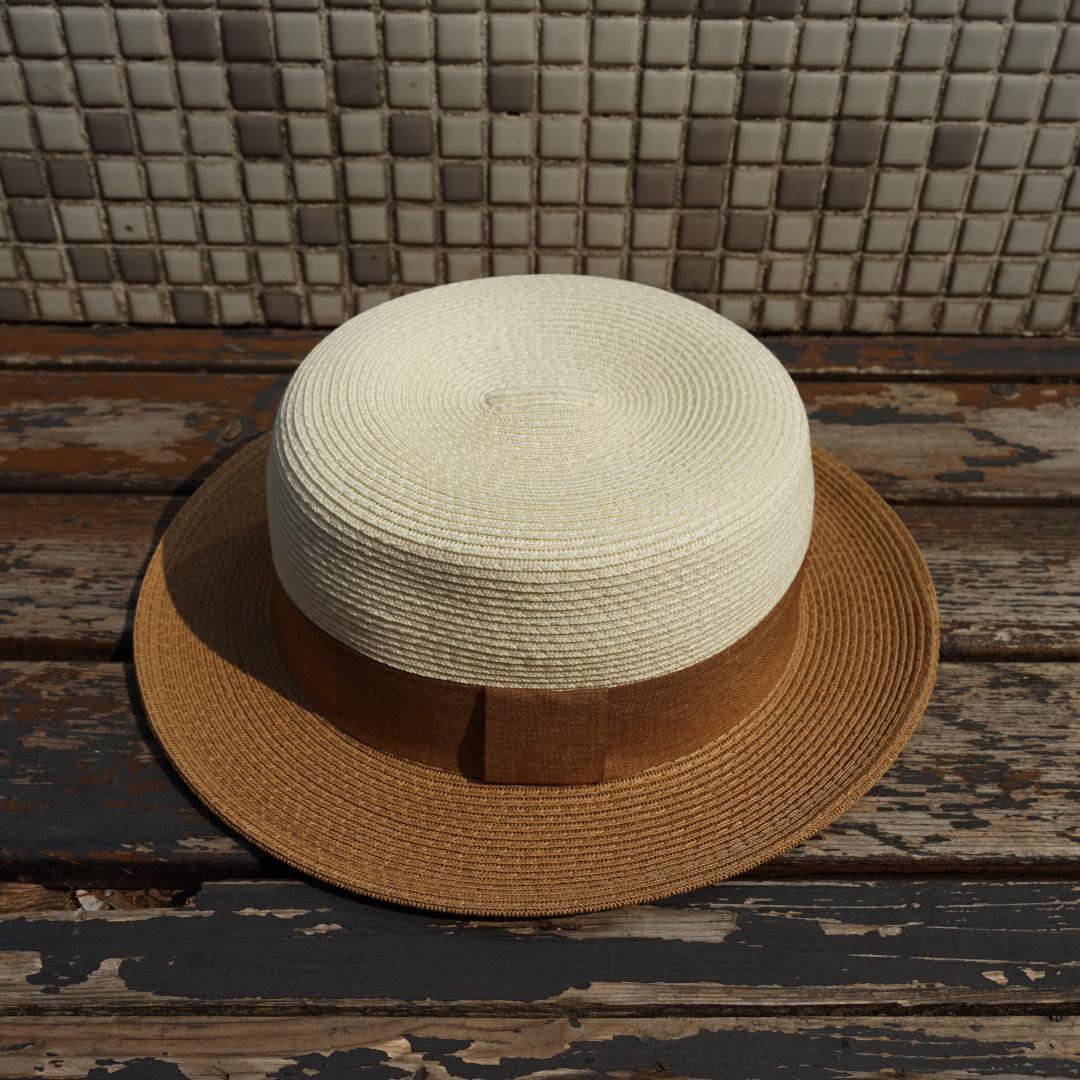 

Japanese Retro Small Brim White Khaki Flat Top Top Hat Women S Summer Sunshade Vacation Beach Sun Straw Hat M（56-58cm）