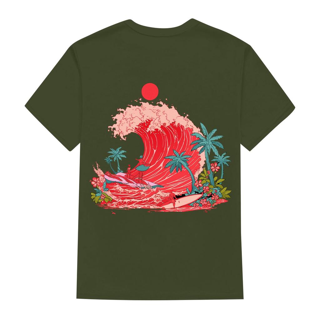 Women's Fashion Printed Casual Pleated Round Short Sleeve T-Shirt Top