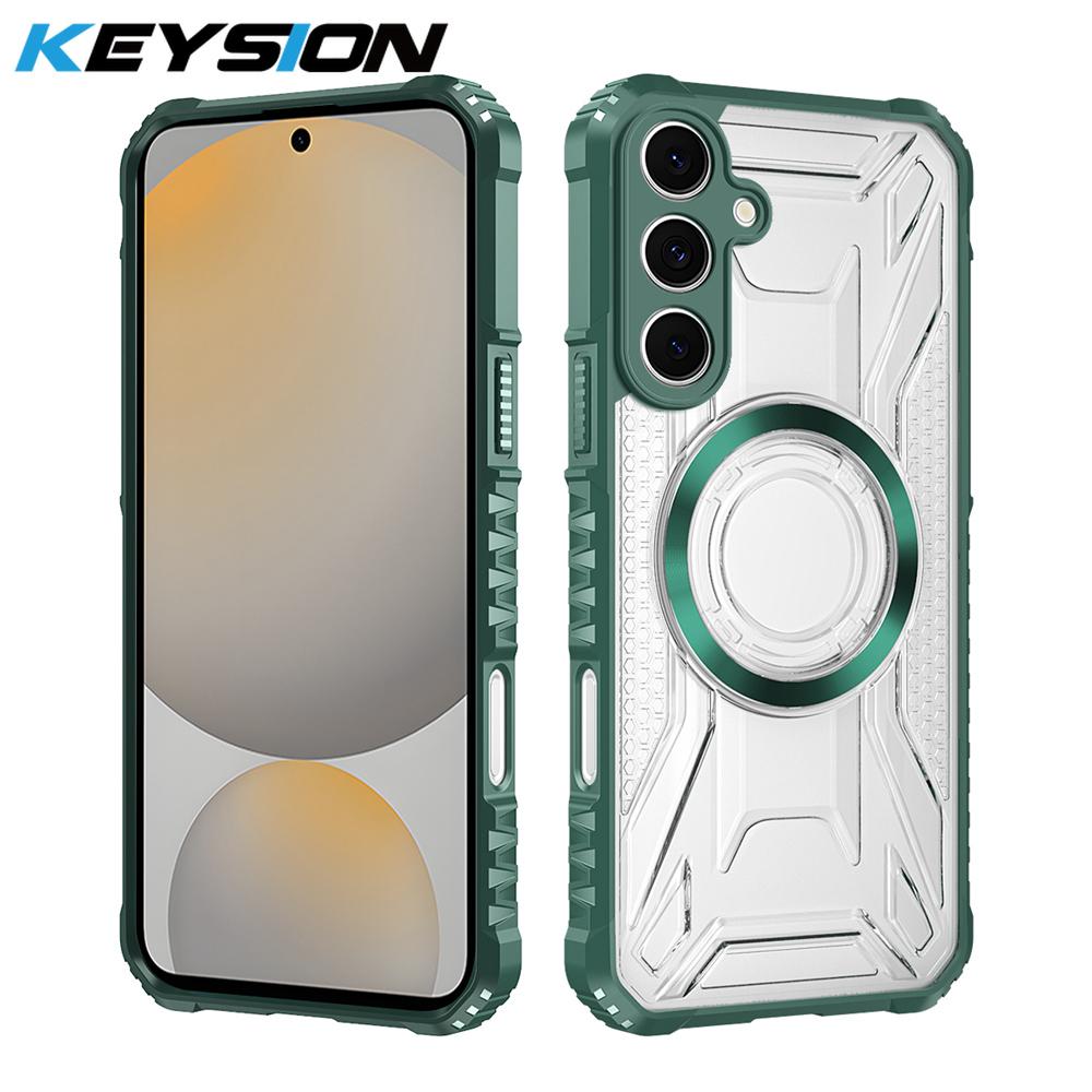 

KEYSION Противоударный чехол повышенной прочности для Samsung A17 5G Мягкий силикон+ПК Прозрачная магнитная задняя крышка для телефона для Galxy S25 FE for Galaxy S25 FE зелёный