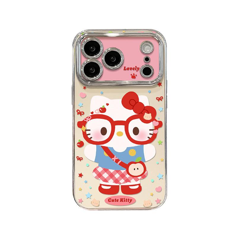 Glasses kt cat lanyard suitable for apple 17 mobile phone case iphone15promax cute cartoon 16 electroplating window