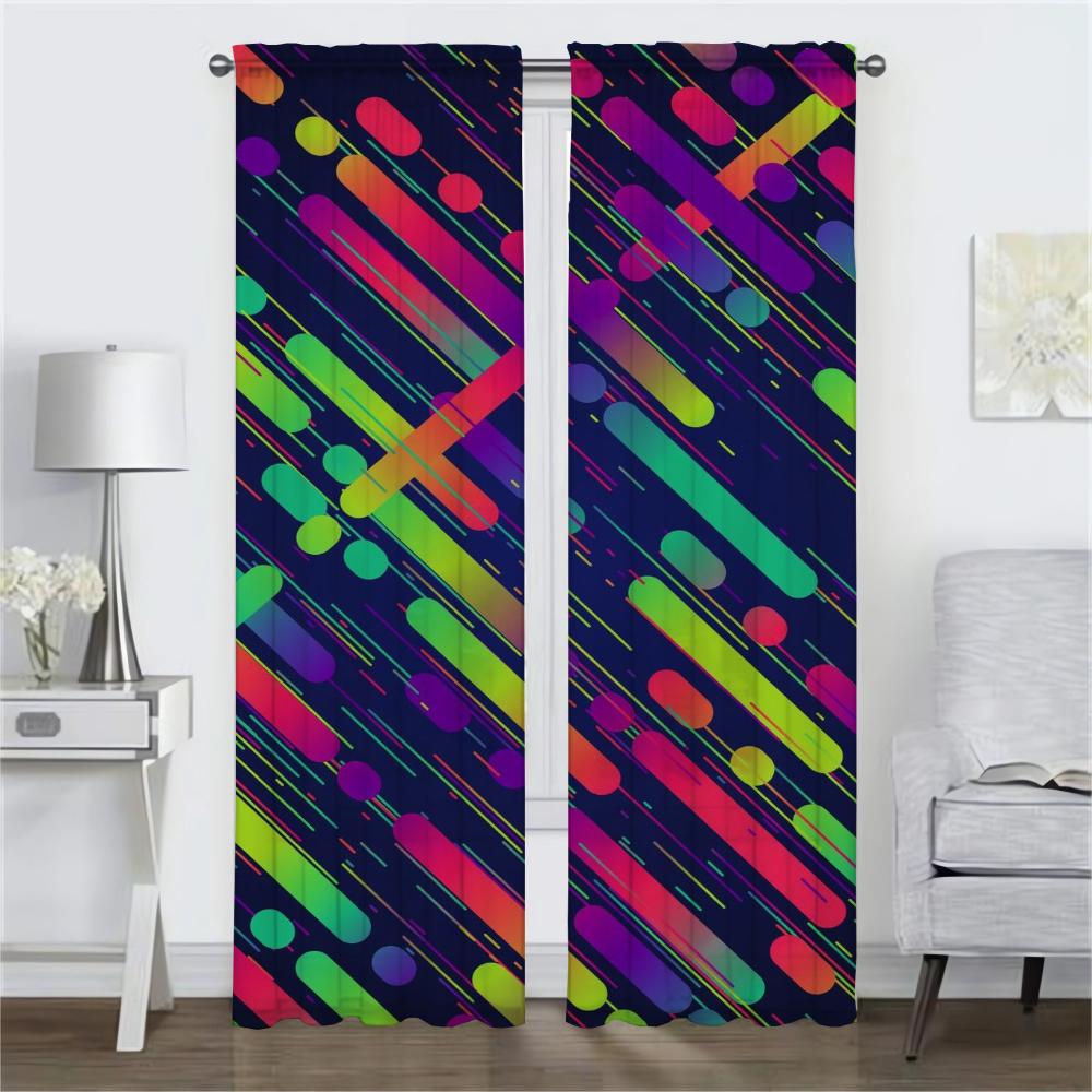 Kitchen Curtains for Bedroom Colorful Pattern Blinds Home Interior Curtains for Living Room Shades Window Curtain Partition