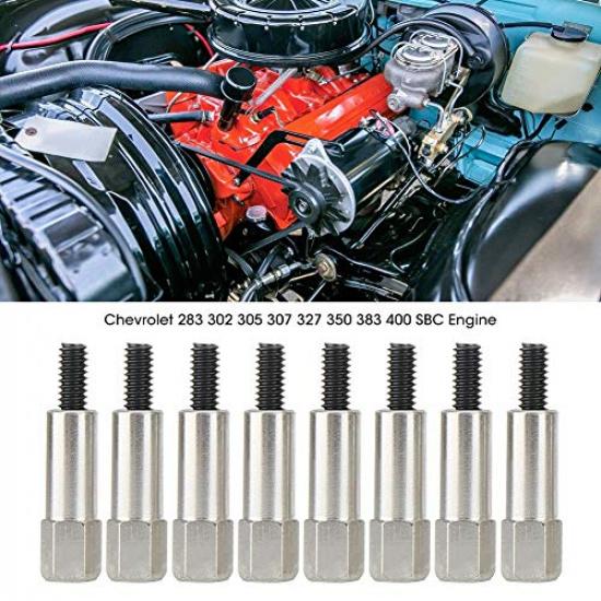 KIMISS Valve Cover Bolt Set, 8 PCS Stainless Steel Cover Bolt Set Fits Valve Cover Hold Down Bolts for 283 302 305 307 327 350 383 400 SBC Eng