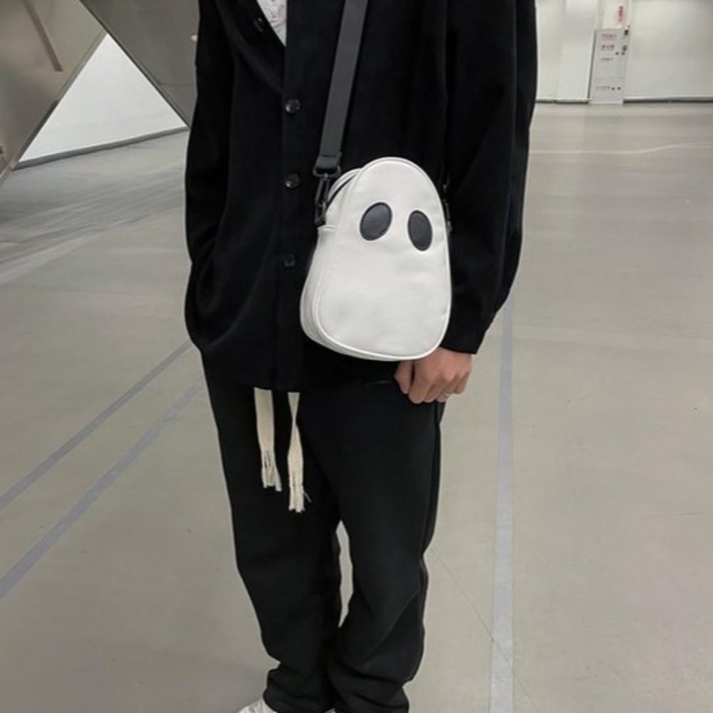 Adjustable Strap Ghost Crossbody Bag PU Leather Halloween Mini Bag Cute Shoulder Bag Daily Use
